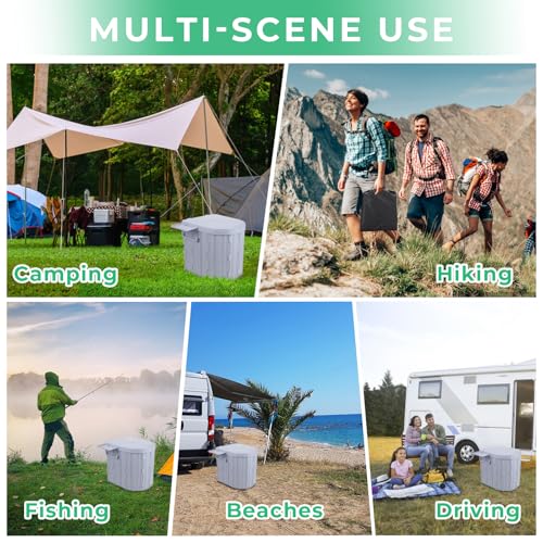 14'' Portable Camping Toilet with Lid and Paper Holder N565
