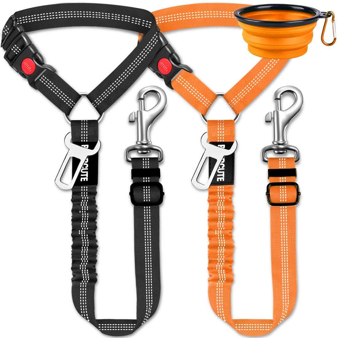 3 Piece Set Dog Car Seat Belt Headrest Restraint Adjustable with Elastic Bungee Buffer D739432