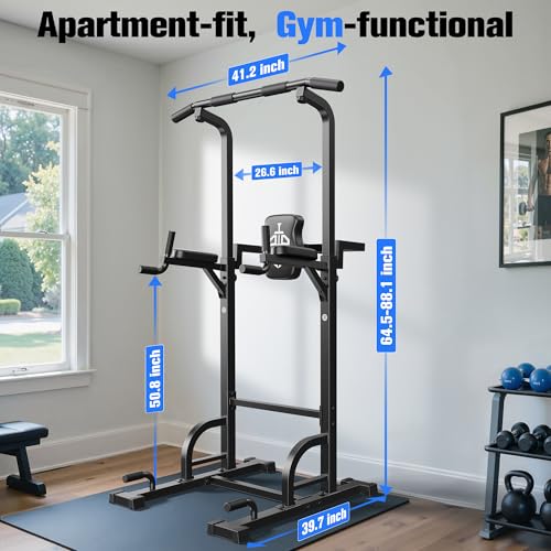 Pull Up Bar Dip Station Power Tower Home Gym Strength Training Equipment N84321