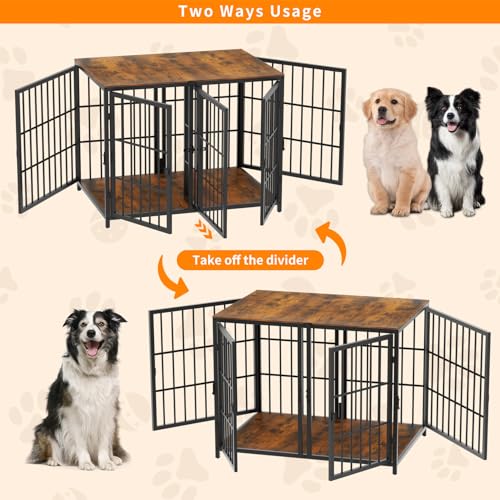 Large Wooden Dog Crate Furniture with Removable Divider O540