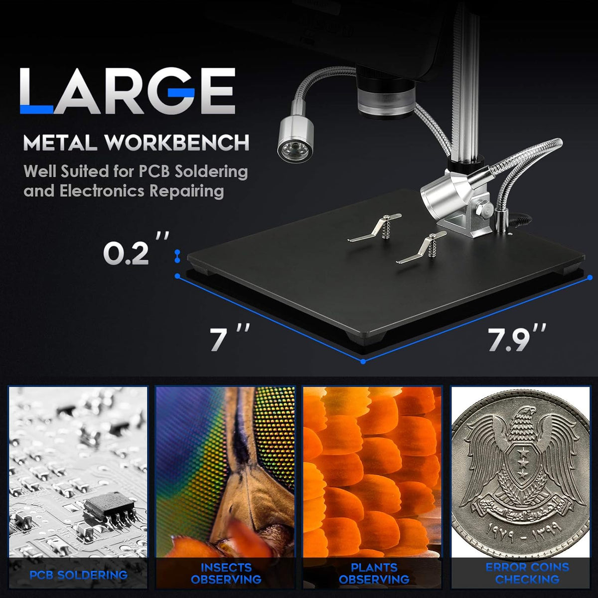 8.5'' Digital Microscope 50X-1300X with 12MP Camera J309
