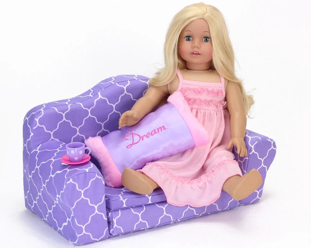 Plush Pull Out Couch/Double Bed for 18" Dolls L2373