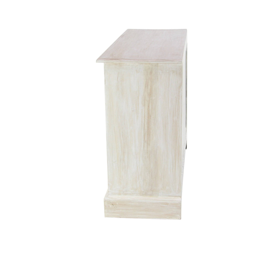 White 6 Drawer Mahogany Wood and Glass Chest Cabinet I9600