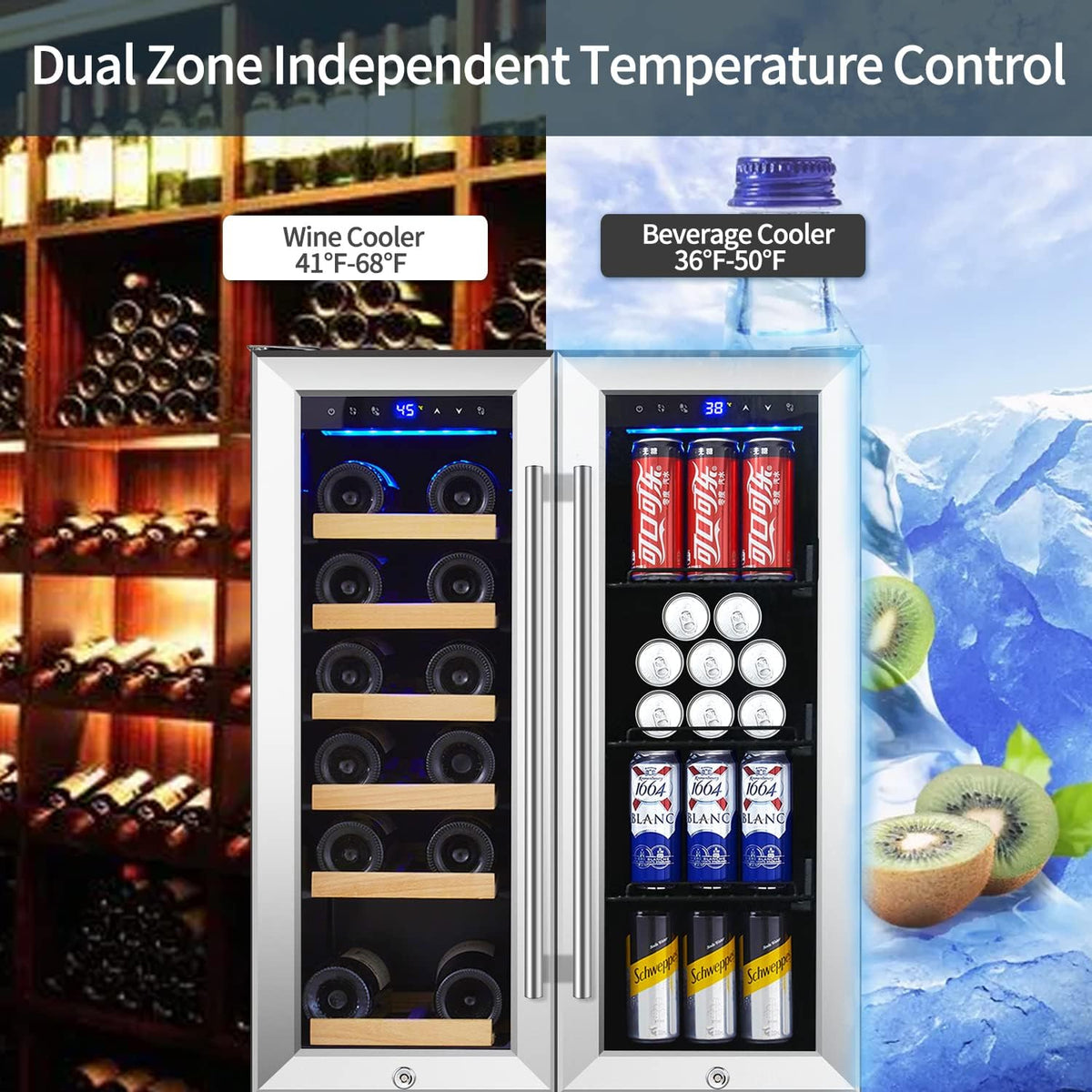 24 Inch Dual Zone Wine and Beverage Refrigerator U6672