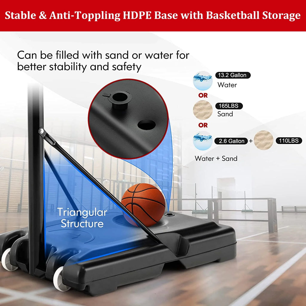 Basketball Hoop with 60''- 84'' Adjustable Height Portable with Stand & Backboard Wheels C71694