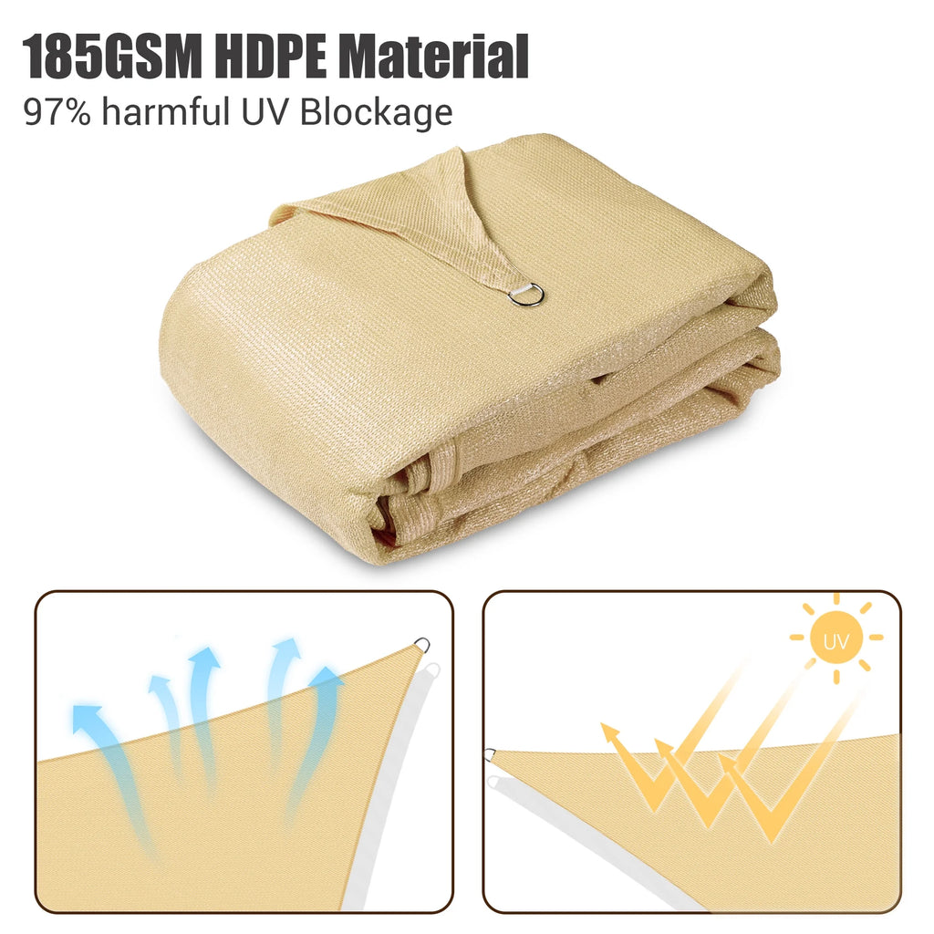 Beige Rectangle Sun Shade Sail B609