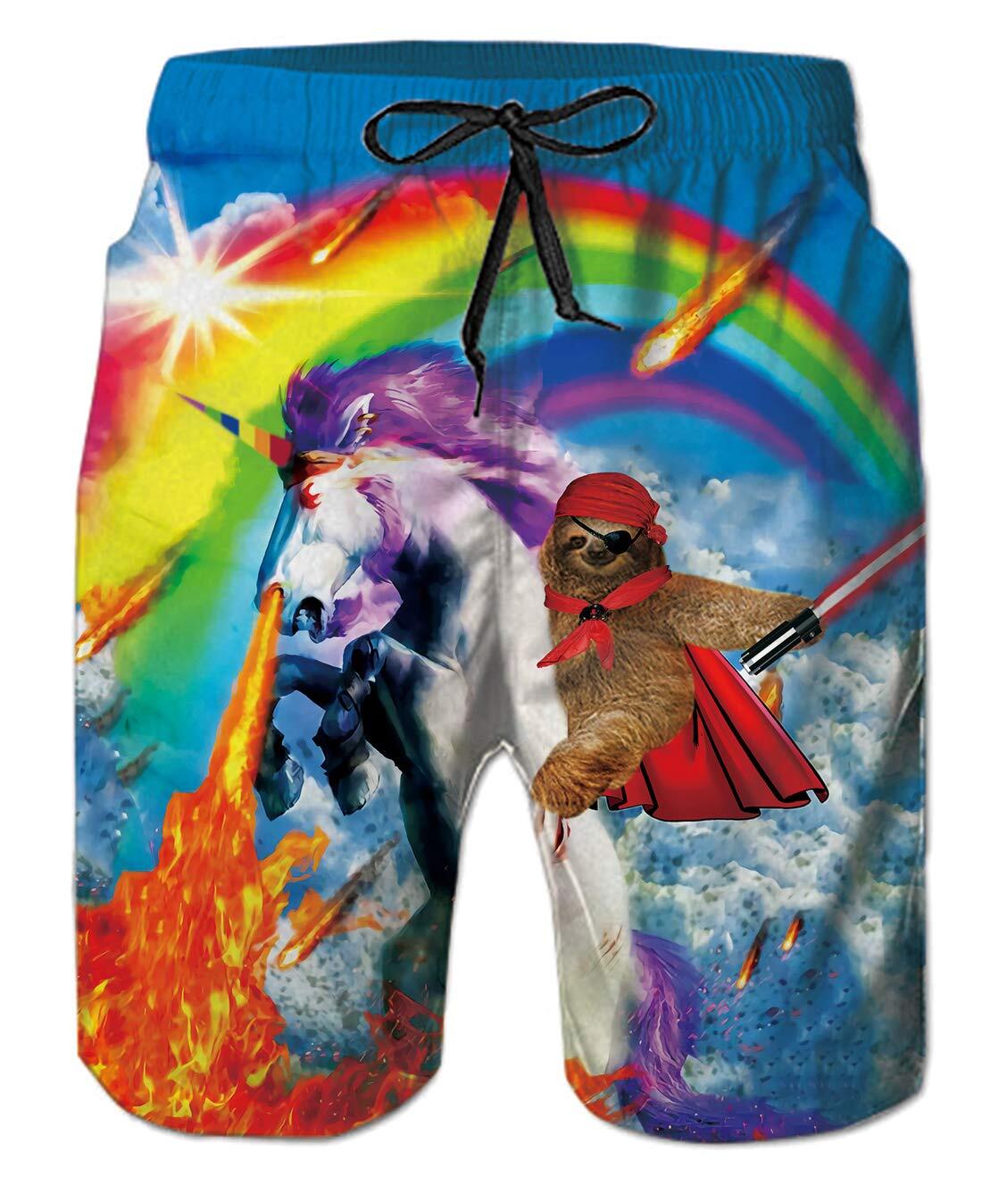 Men's Quick Dry Printed Board Shorts with Mesh Lining M52282
