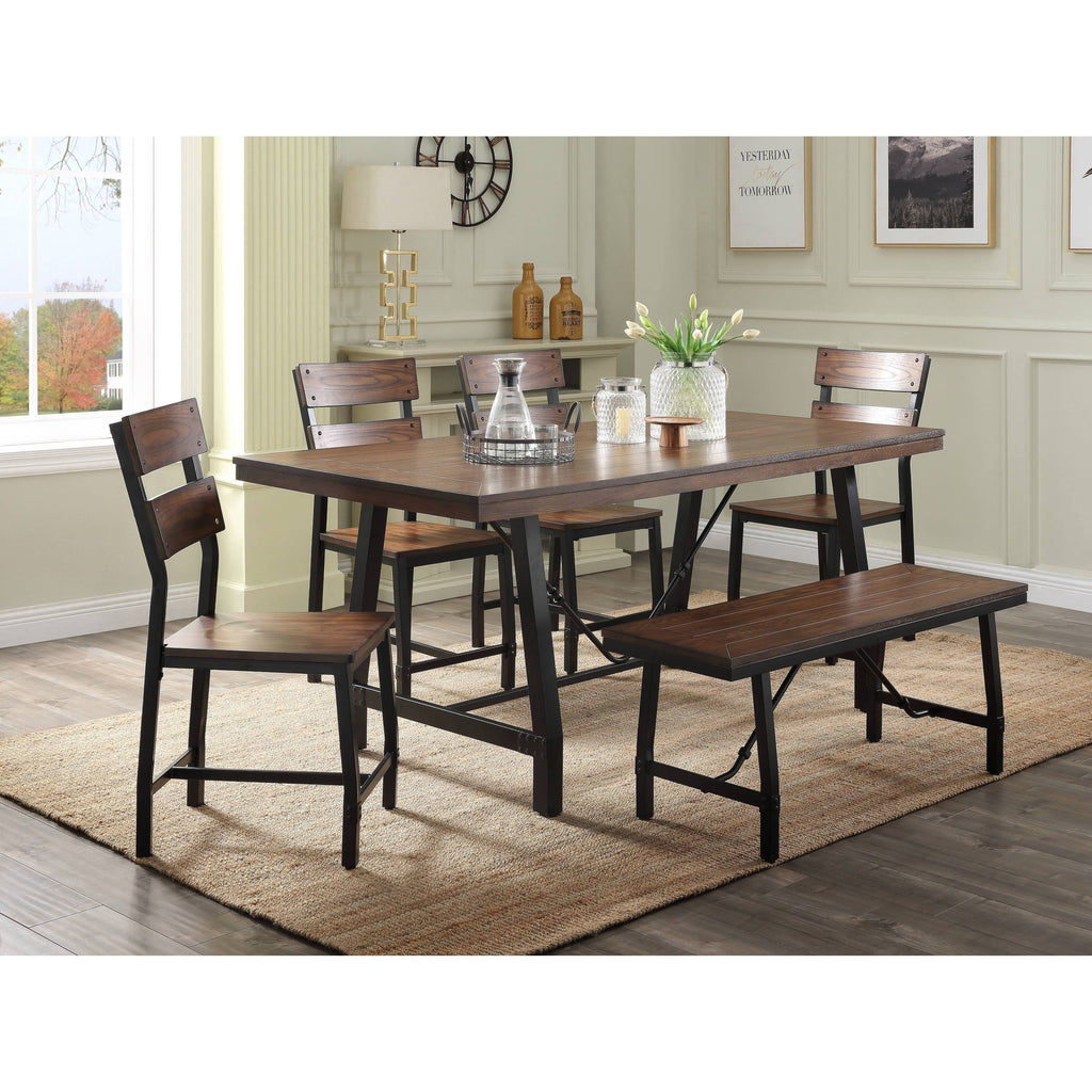 Oak & Black Bench W74741