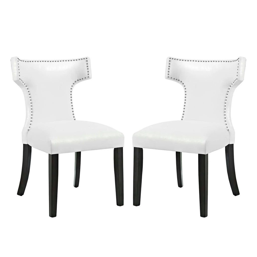 White Curved Vinyl Dining Chair (Set of 2) L90559