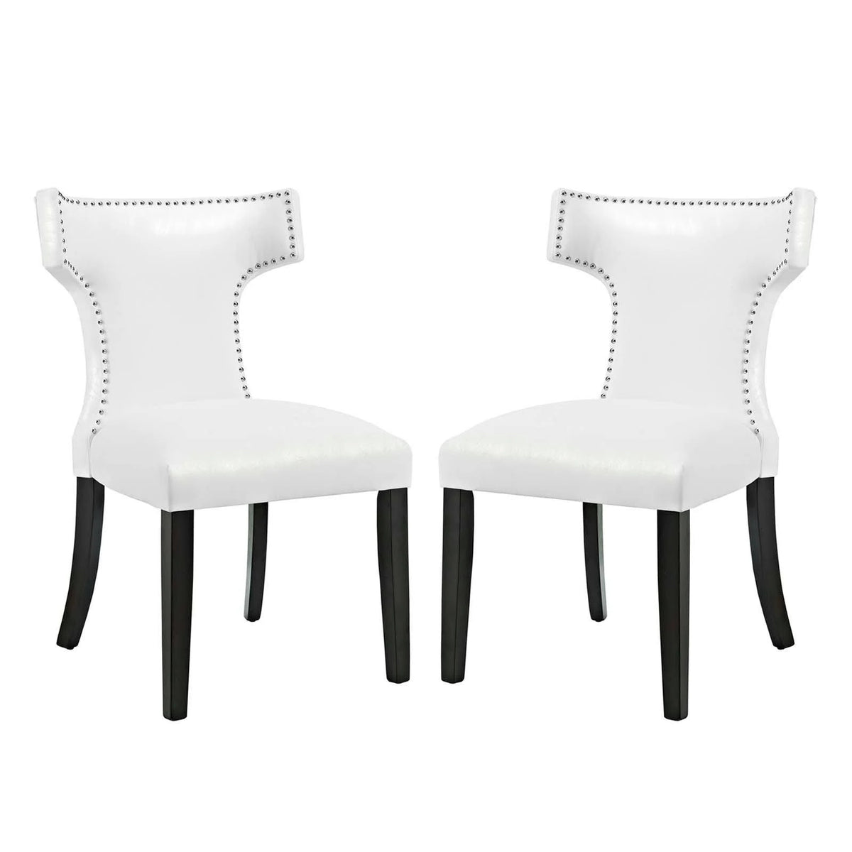 White Curved Vinyl Dining Chair (Set of 2) L90559