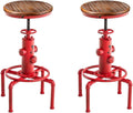 Antique Vintage Industrial Solid Wood Barstool Set of 2 V194