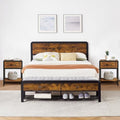 Queen Size Bed Frame with Headboard and Storage Drawers Bench, Nightstand with Storage Drawer F156
