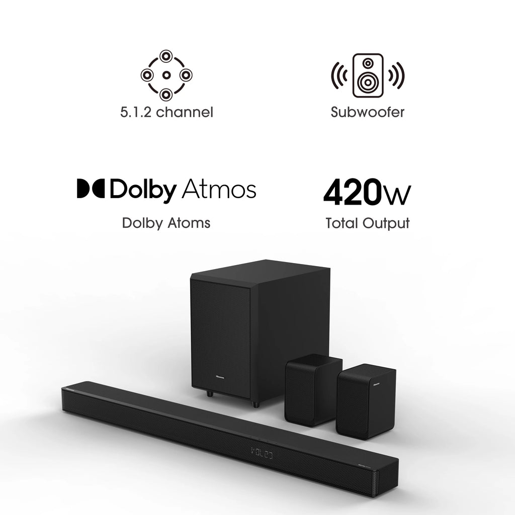 5.1.2 Ch 420W Soundbar with Wireless Subwoofer and Wireless Rear Speakers U429