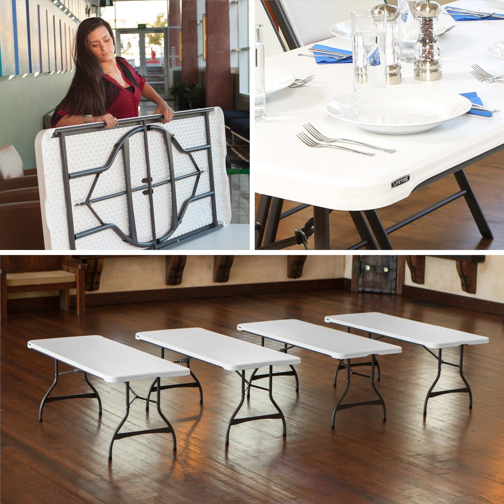 White Granite Set of 4 Rectangle Folding Table O79352