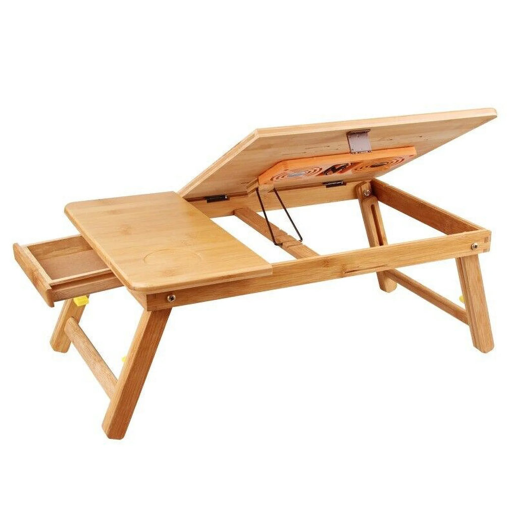 22" Bamboo Folding Laptop Stand with Drawer N137