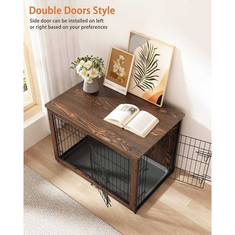 Wooden Dog Crate Furniture with Cushion and Tray H14060