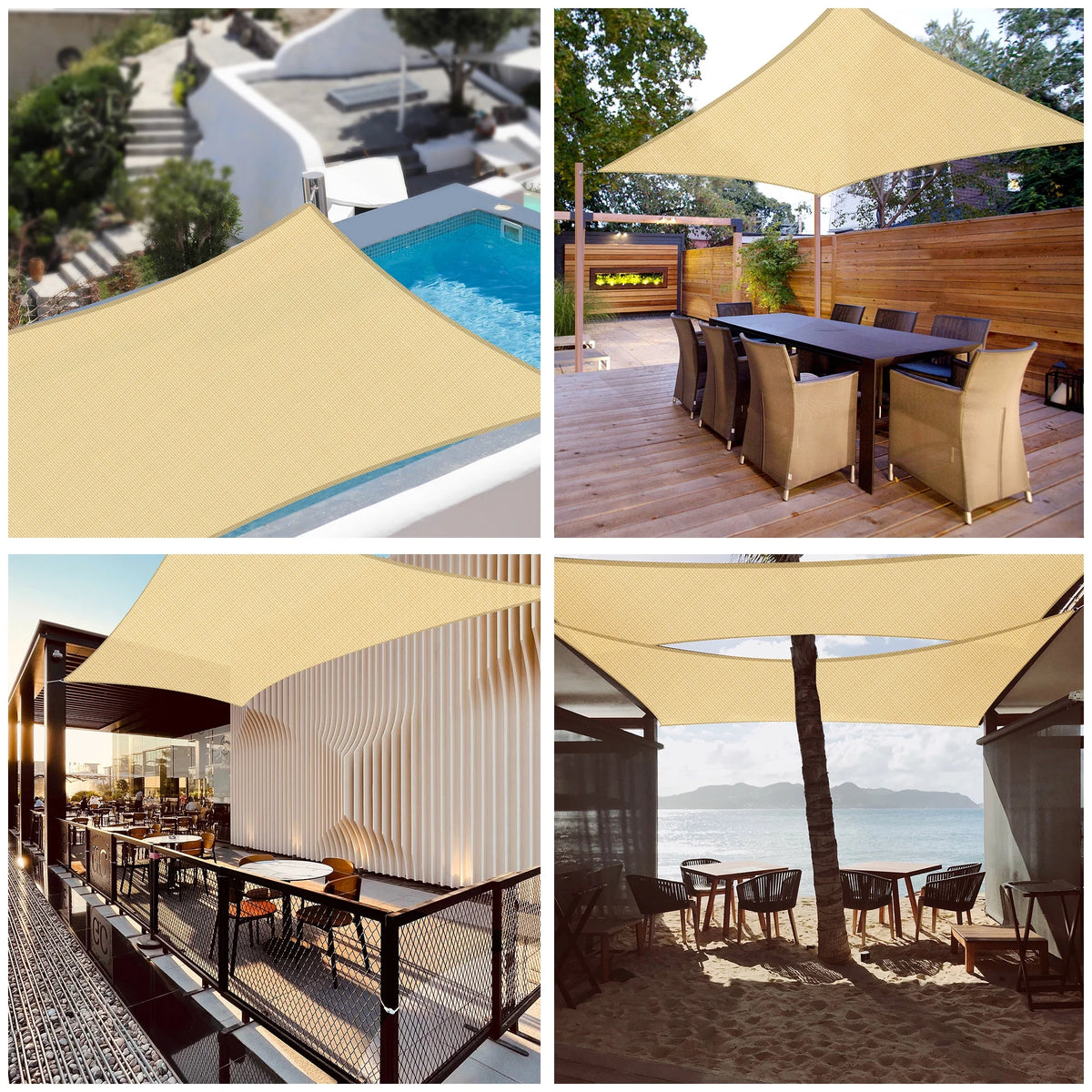 Beige Rectangle Sun Shade Sail B609