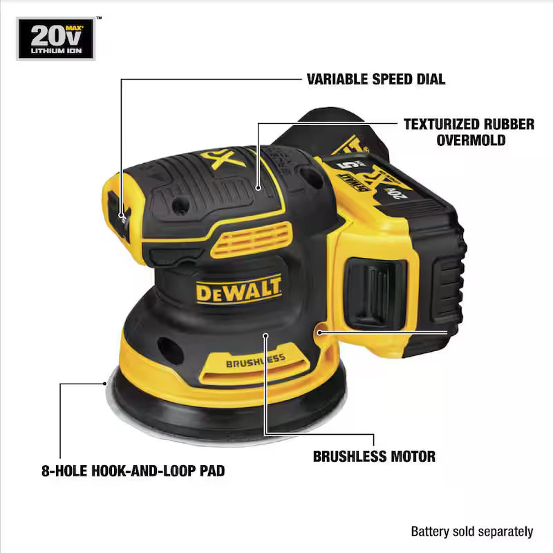 20V Cordless Brushless 5 in. Random Orbital Sander with Battery and Charger C47596