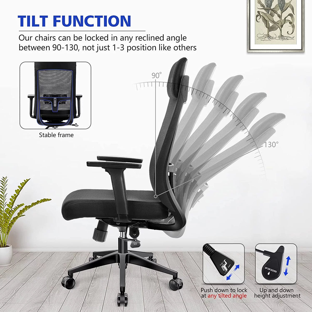 Ergonomic High Back Office Chair with Lumbar Support D873062