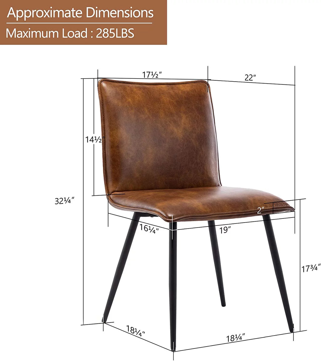 Faux Leather Dining Chairs Set of 4 with Black Metal Legs I9733