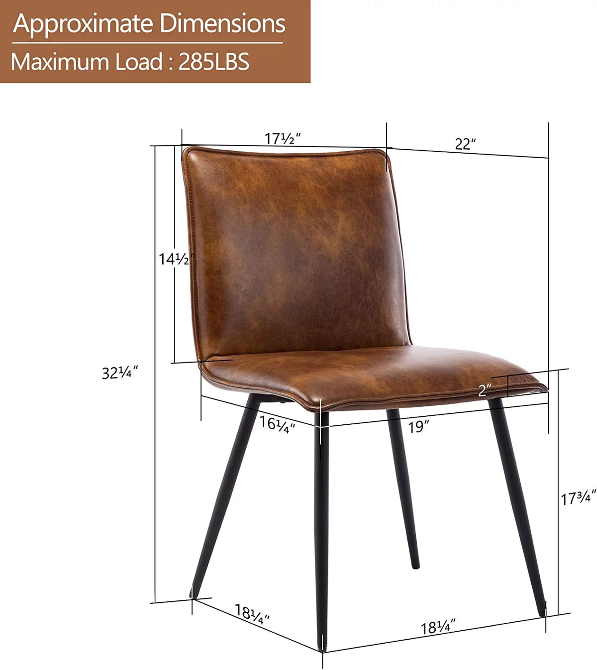 Faux Leather Dining Chairs Set of 4 with Black Metal Legs I9733
