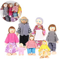 7 Pieces Wooden Dollhouse Family Set Mini People Figures U882494