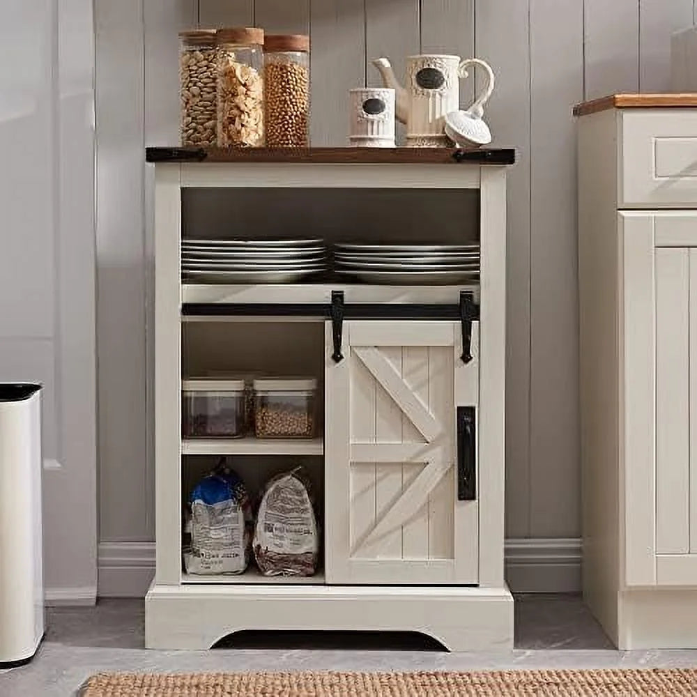 Bathroom Floor Cabinet with Sliding Barn Door & Drawers H2180