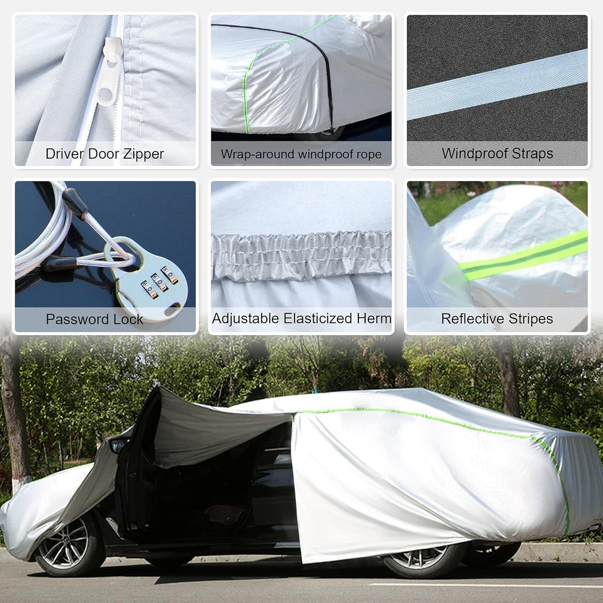 Waterproof All Weather Car Cover with Zipper A2833