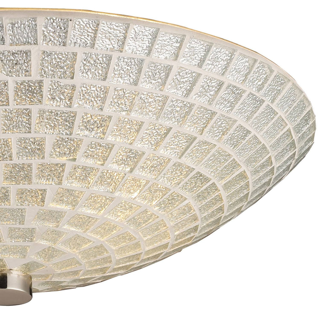 Satin Nickel 2-Light Semi-Flush with Silver Mosaic Glass M266