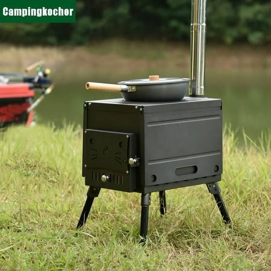 Portable Wood Burning Camping Stove with Chimney Pipe S190