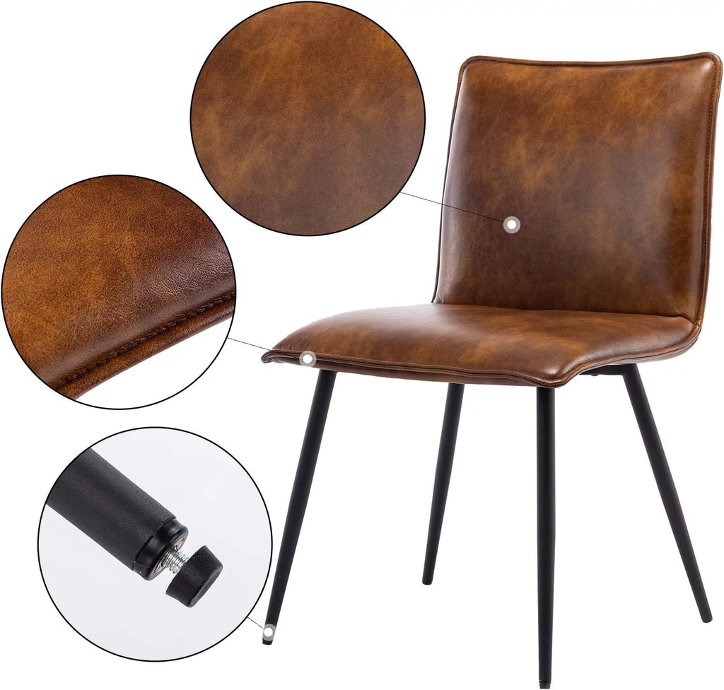 Faux Leather Dining Chairs Set of 4 with Black Metal Legs I9733