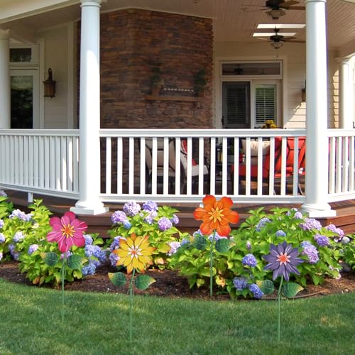 4 Pcs 19" Metal Garden Stakes with Shaking Flower Head H3626