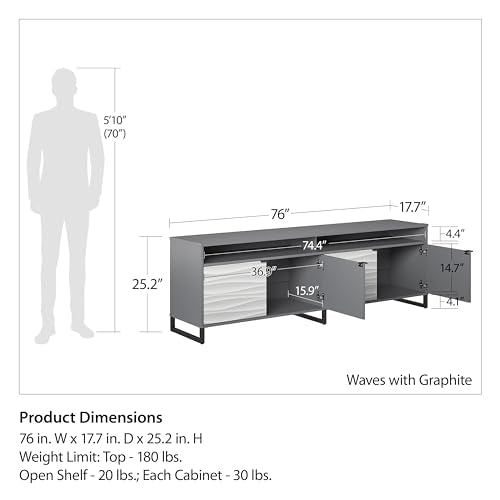 1 Door 3 Drawer Accent Cabinet, Faux Wave/Graphite P5943