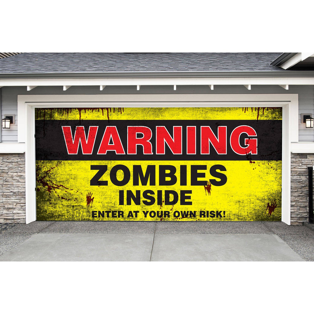 Yellow and Black Double Car Halloween Garage Door Banner R45468
