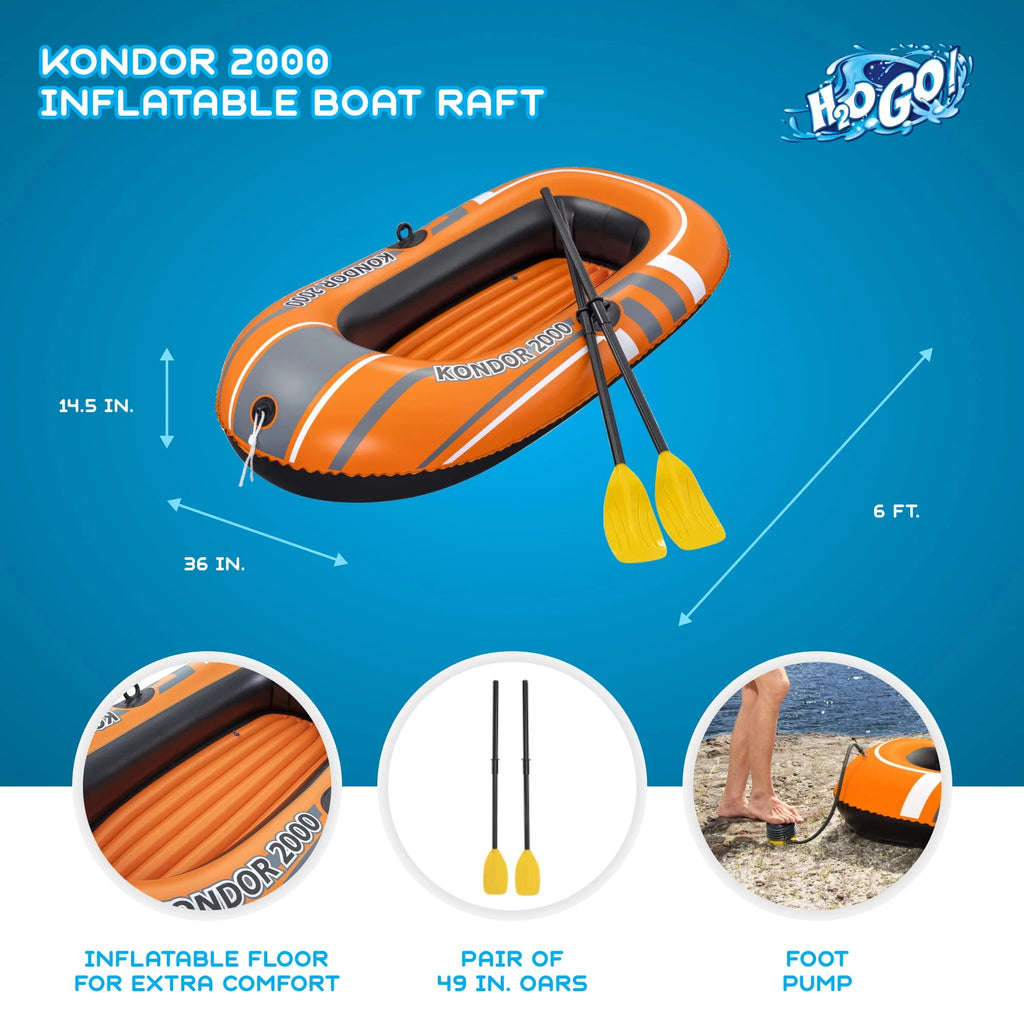 Inflatable Raft Set with Oars and Pump 3 Pack Z242905