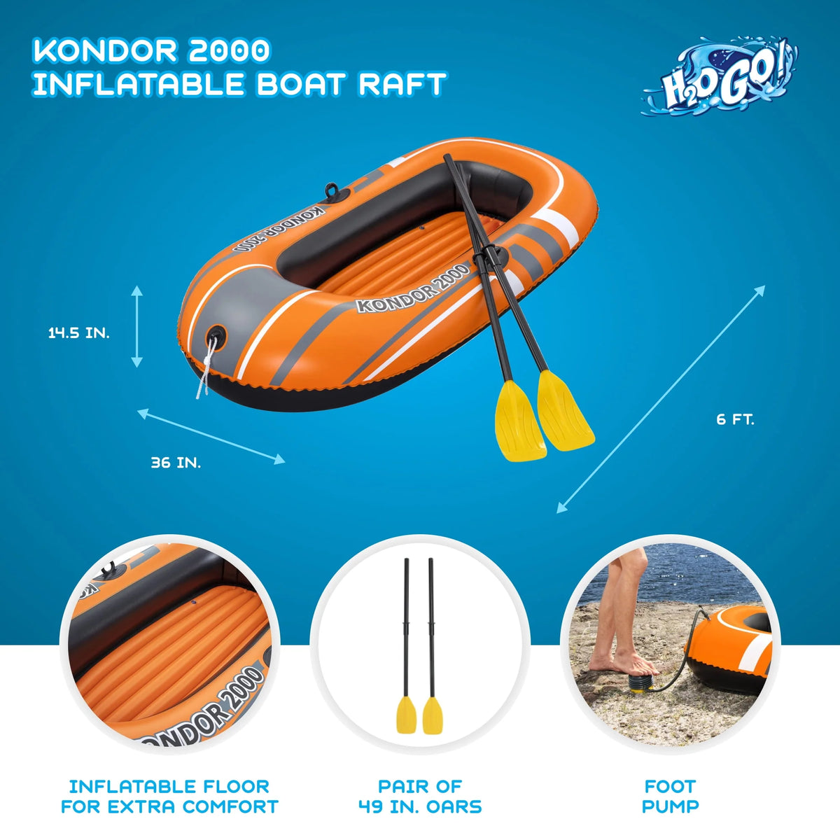 Inflatable Raft Set with Oars and Pump 3 Pack Z242905