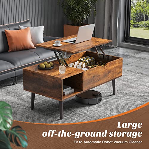 Lift Top Coffee Table with Storage Shelf and Hidden Compartment N98913