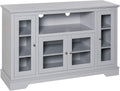 Grey Sideboard Console Table Storage Cabinet with Glass Doors Q754