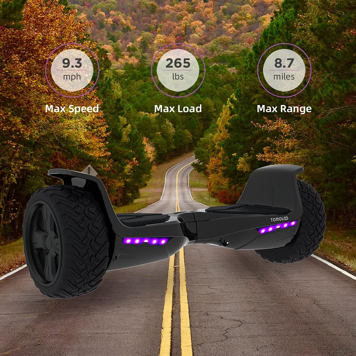All Terrain 8.5In Self Balancing Hoverboard with Bluetooth Speakers and LED Lights V15530