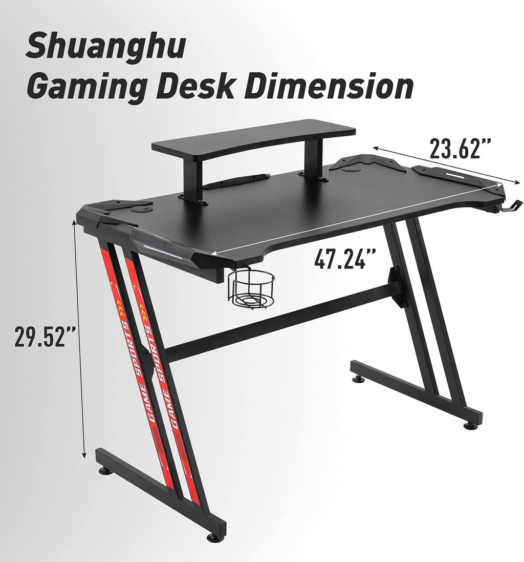 Black 47 Gaming Desk with Monitor Stand F6463