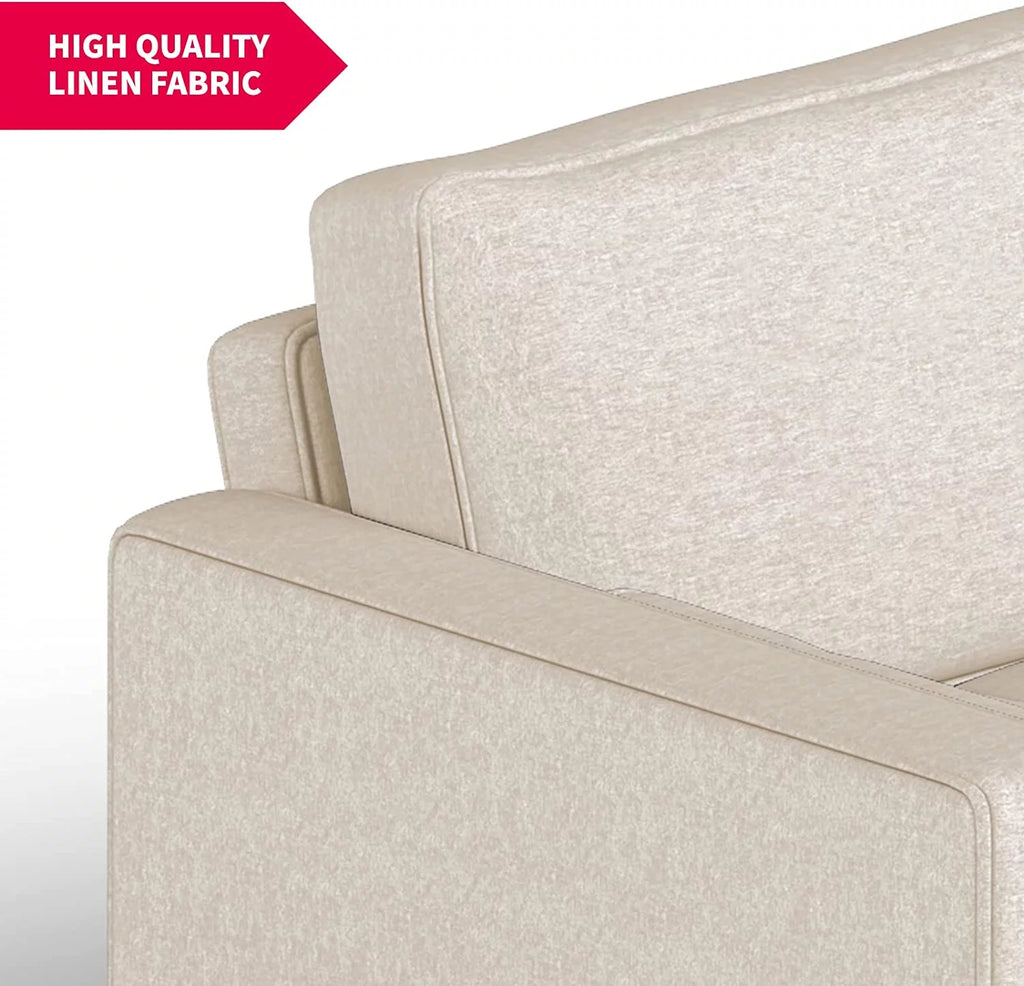 83" Convertible Sleeper Sofa Bed Linen Fabric Beige B2974