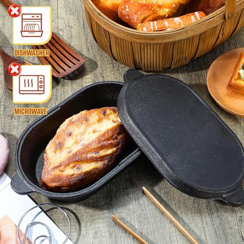 Pre-Seasoned Cast Iron Bread Pan with Lid 2.2QT W407