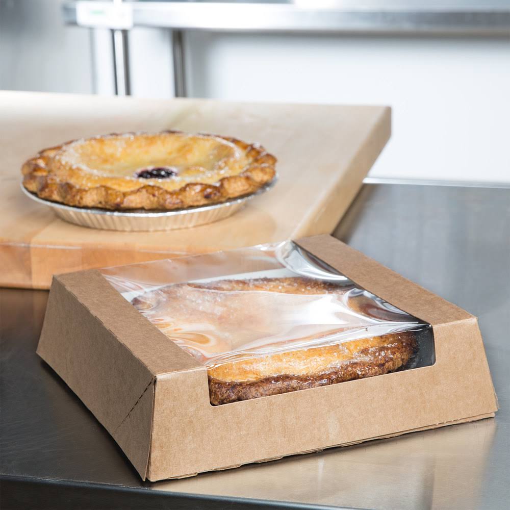 Kraft Auto-Popup Window Bakery Box with Grease-Resistant Interior - 100/Case K3200