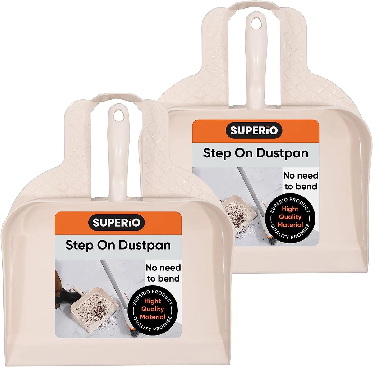 Clip-On Dustpan with Rubber Lip, 10-inch Wide Plastic, Beige (3 Pack) Q892