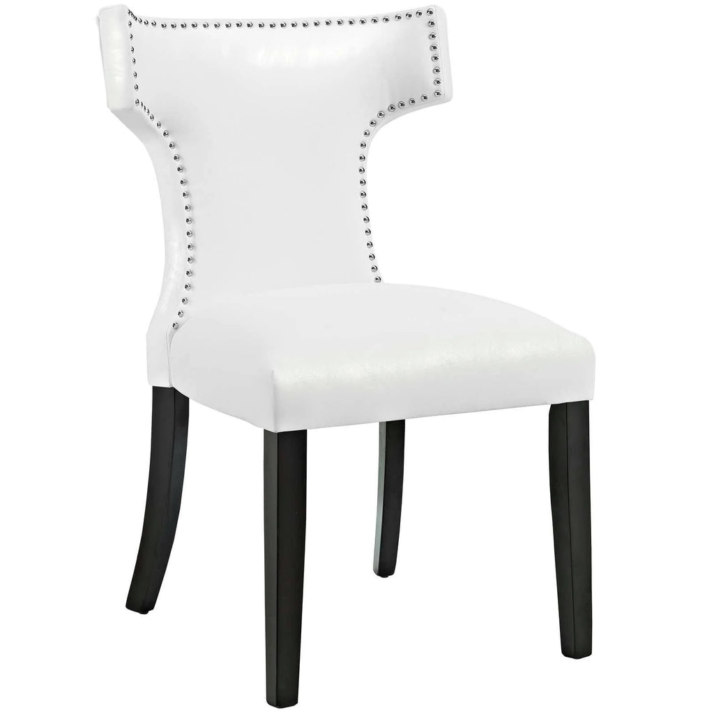 White Curved Vinyl Dining Chair (Set of 2) L90559
