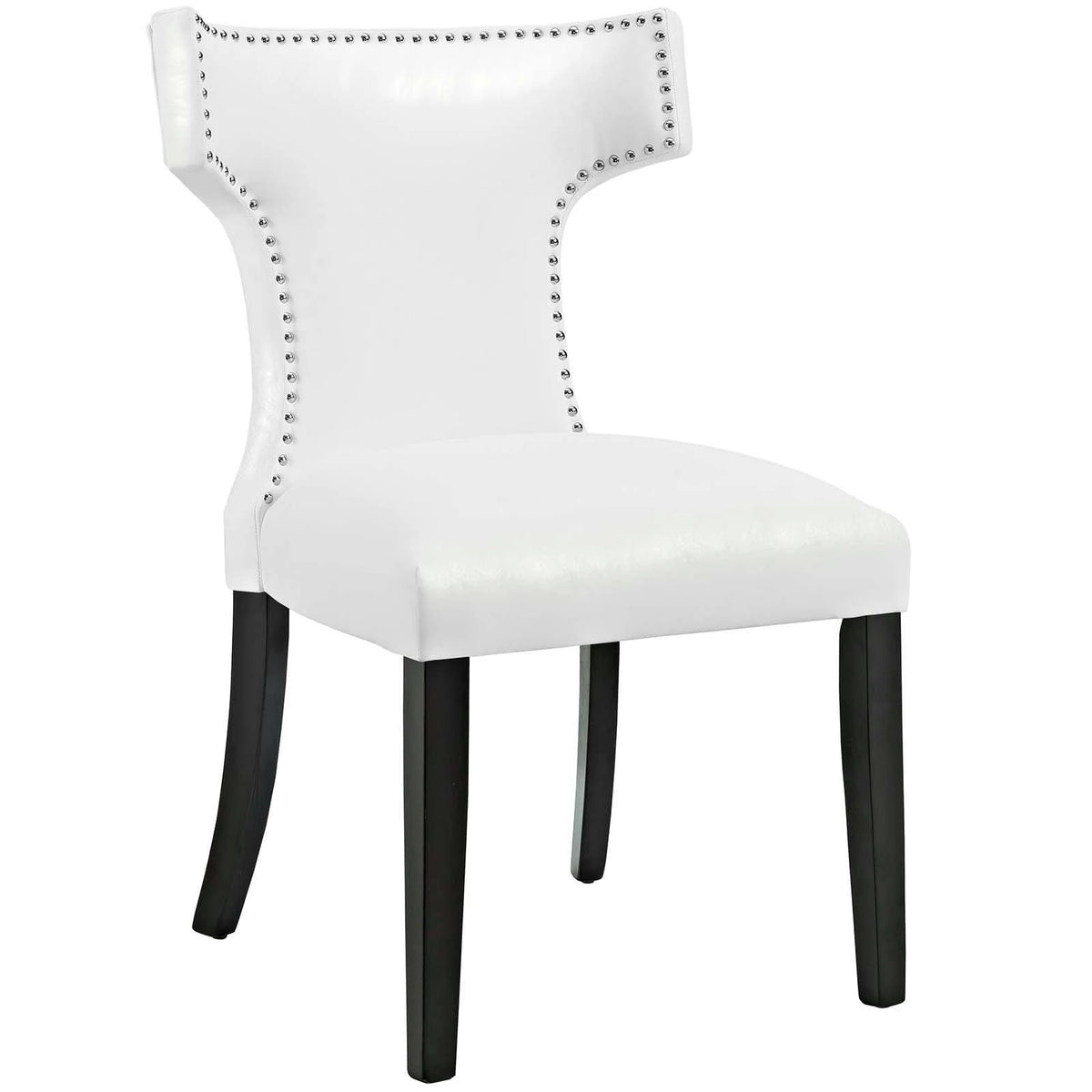 White Curved Vinyl Dining Chair (Set of 2) L90559