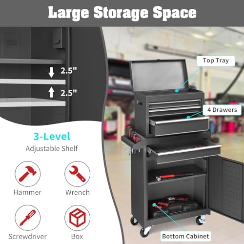 4 Drawer Rolling Tool Chest with Wheels and Lock N69143