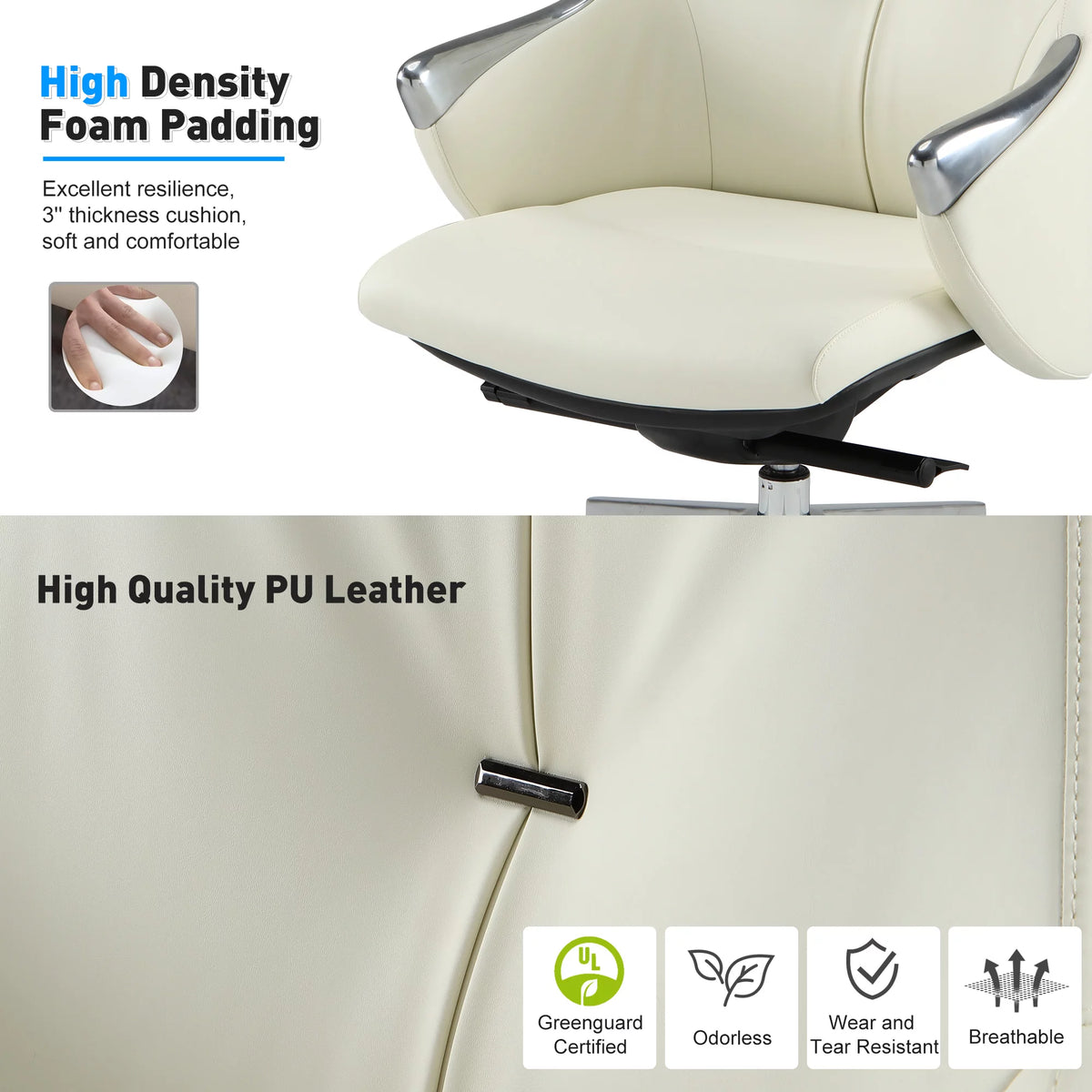 High Back Ergonomic Leather Office Chair with Adjustable Height and Tilt Z259285