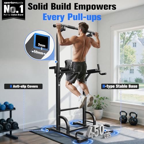 Pull Up Bar Dip Station Power Tower Home Gym Strength Training Equipment N84321