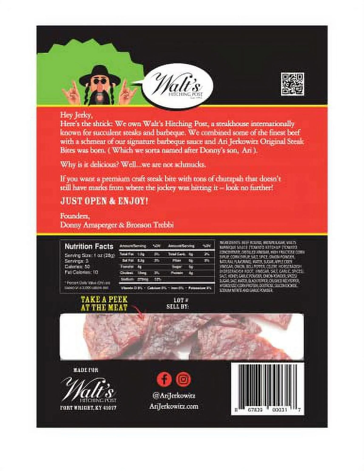 Smoked & Dried Round Steak Beef Jerky 3 oz Bag - 6 Bags O411816